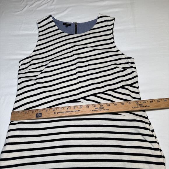 Talbots Sleeveless Dress Size Large White Black French Stripes Pockets Resort - Picture 5 of 15
